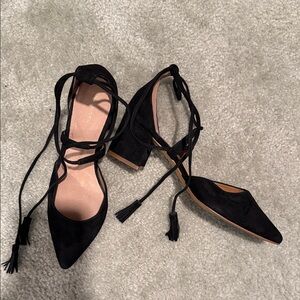 Halogen Black Suede Pointed Heels